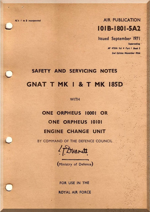 Folland Gnat  Aircraft  Safety Service Notes Manual