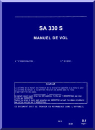 Sud Aviation  / SNCASE / Aerospatiale  SA 330 S  Helicopter  Flight  Manual   - French 