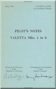 Vickers Valletta  Mks1 to 4 Aircraft  Pilot's Notes Manual -   AP 4262A 
