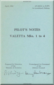 Vickers Valletta  Mks1 to 4 Aircraft  Pilot's Notes Manual -   AP 4262A