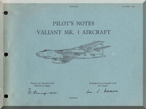 Vickers Valiant Mk.1   Aircraft  Pilot's Notes Manual