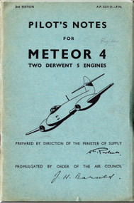 Gloster Meteor 4 Aircraft Pilot's Notes Manual
