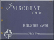 Vickers Viscount 701 Aircraft  Instruction Manual Pilot's Notes