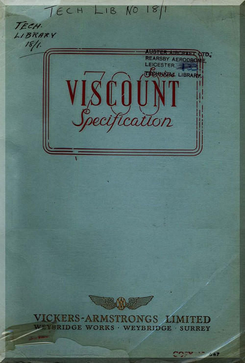 Vickers Viscount 700 Aircraft  Specification Manual