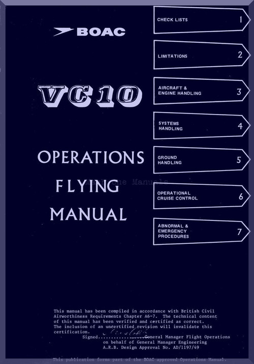 Vickers VC-10  Aircraft  Operating Flight Manual - BOAC -