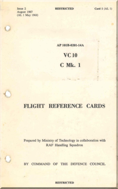 Vickers VC-10 C Mk 1 Aircraft  Flight Reference Card Manual