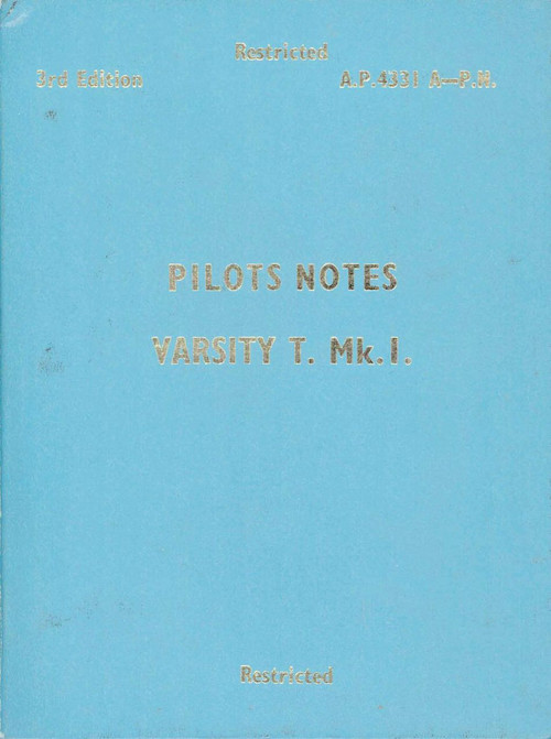 Vickers Varsity T Mk. I  Aircraft  Pilot's Notes Manual