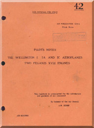 Vickers Wellington I, I a   Aircraft  Pilot's Notes Manual