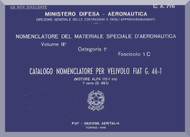 FIAT G.46 -1    Aircraft Illustrated Parts Catalog  Manual,  Catalogo Nomenclatore ( Italian Language ) , CA.716, 1949