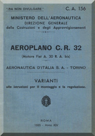 FIAT CR.32  Aircraft Maintenance Manual - CA 156 - 1935