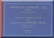 Caproni Ca.135 Bis Aircraft Illustrated Parts Catalog   Manual, Catalogo Nomenclatore   ( Italian Language ) 