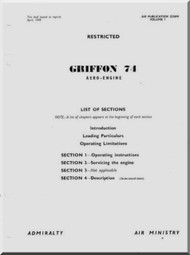 Rolls Royce " Griffon " Mk.74  Aircraft Engine Operation Service and Descriptive Manual  AP 2234M Volume 1