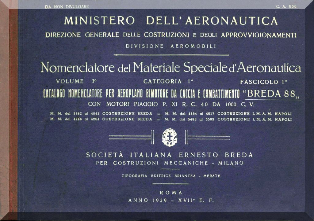 Breda Ba 25 Aircraft Illustrated Parts Catalog Manual, Nomenclatore Del  Materiale Speciale ( Italian Language ) , 1932 - Aircraft Reports -  Aircraft Manuals - Aircraft Helicopter Engines Propellers Blueprints  Publications