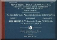 Breda Ba 25 Aircraft Illustrated Parts Catalog Manual,  Manuale Nomenclatore ( Italian Language ) , C.a. 67 - 1932 