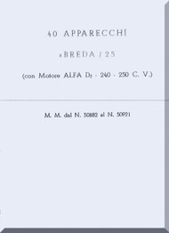 Breda Ba 25 Aircraft Erection and Maintenance Manual,  Istruzioni per il Montaggio  e la Regolazione ( Italian Language ) , 1936 