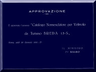 Breda Ba 15-S  Aircraft Illustrated Parts Catalog Manual,   Catalogo Nomenclatore ( Italian Language ) , 1932 