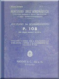  Piaggio P.108 B Aircraft Maintenance Manual, Istruzione Montaggio e Regolazione ( Italian Language ) - 1942