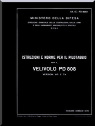 Piaggio / Mc Donnell Douglas PD.808 Aircraft Flight  Manual, Istruzioni e Norme per il Pilotaggio ( Italian Language ) , AA 1C-PD-808-1
