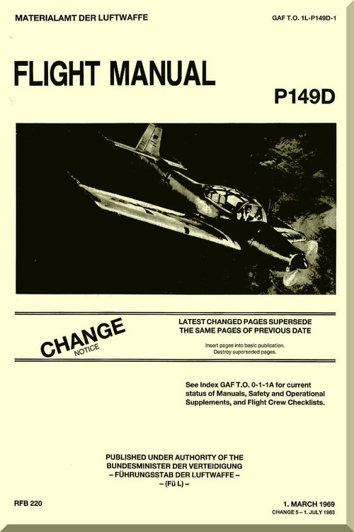Piaggio P.149 D Aircraft Flight Manual, Manuale di Pilotaggio ( English Language )