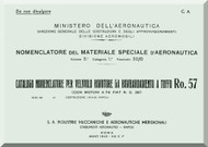 IMAM Romeo Ro.57 Aircraft Illustrated Parts Catalog Manual,  Catalogo Nomencaltore ( Italian Language ) , 