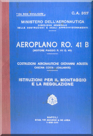 IMAM Romeo Ro.41 B Aircraft Erection and Maintenance Manual,  Istruzioni per il Montaggio  e la Regolazione ( Italian Language ), CA.367