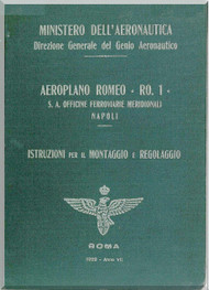 IMAM Romeo Ro.1 Aircraft Erection and Maintenance Manual,  Istruzioni per il Montaggio  e la Regolazione ( Italian Language ) , 