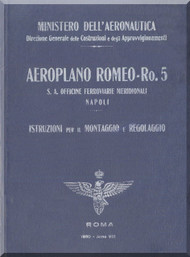 IMAM Romeo Ro.5 Aircraft Erection and Maintenance Manual,  Istruzioni per il Montaggio  e la Regolazione ( Italian Language ) , 