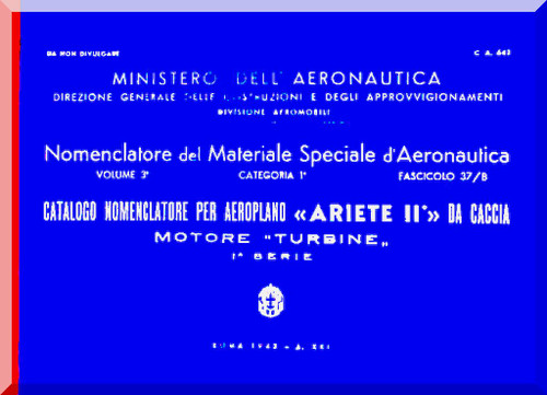 Reggiane R-2002 Aircraft Illustrated Parts Catalog  Manual, Catalogo Nomenclatore ( Italian Language ) CA.643 - 1943