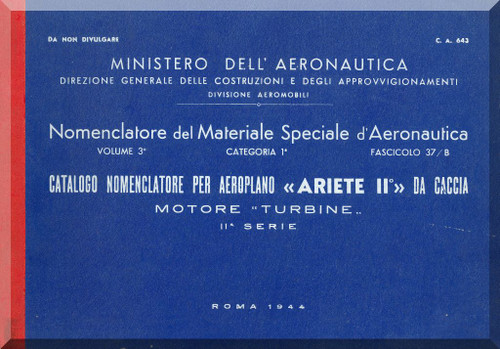 Reggiane R-2002 Aircraft Illustrated Parts Catalog  Manual, Catalogo Nomenclatore ( Italian Language ) CA.643 - 1944