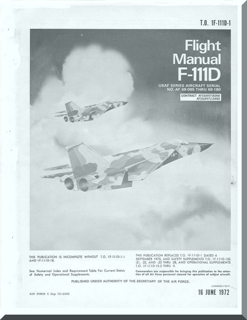 General  Dynamics  F-111D Aircraft Flight Manual, T.O. 1F-111D-1, 1972