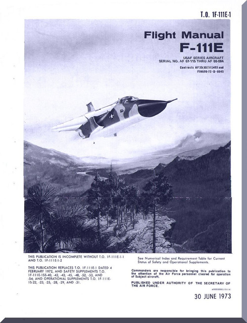 General  Dynamics  F-111E Aircraft Flight Manual, T.O. 1F-111E-1, 1973