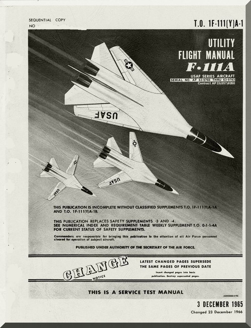 General Dynamics YF-111A Aircraft Flight Manual, T.O. 1F-111(Y)A-1, 1965