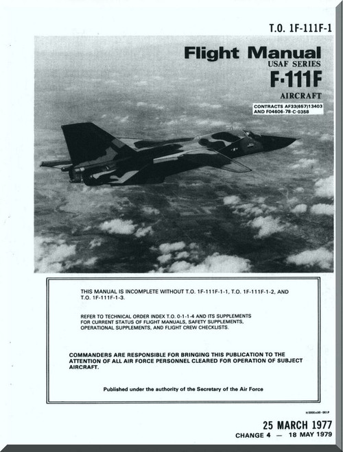 General Dynamics F-111F Aircraft Flight Manual, T.O. 1F-111F-1, 1977