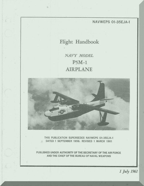 Glenn Martin P5M-1 Marlin Aircraft Flight Manual - 01-65JA-1 - 1961
