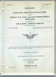 Glenn Martin B-26 " Marauder "  Aircraft Flight  Handbook Manual - 01-35EA-1 - 1942