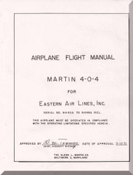 Glenn Martin 404 Flight  Manual  Eastern Airline  - 1951 