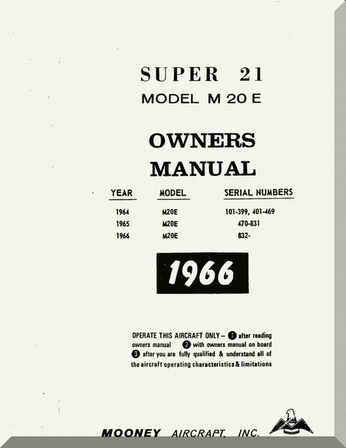Mooney M.20 E Aircraft Owner Manual  - 1966
