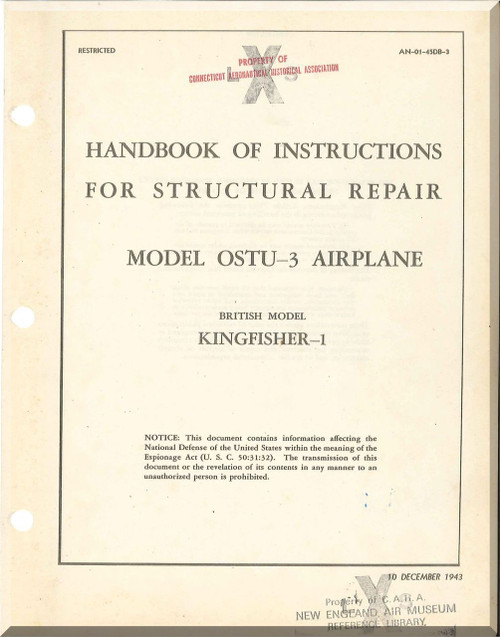 Vought Sikorsky OSTU-3 Kingfish 1 Aircraft Structural Repair Manual