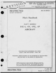 Vought F4U-5,-5N,-5NL-5P " Corsair " Aircraft Flight Pilot's Handbook Manual - 01-45HD-1 , 1952