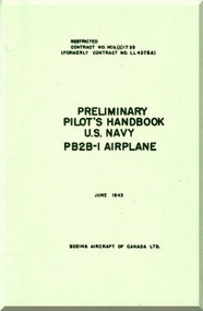 Boeing / Consolidated PB2B-1 Aircraft Preliminary Pilot's Handbook Manual - ,   1943