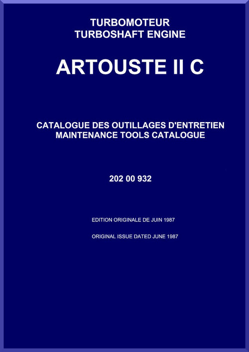Turbomeca Artouste II C Aircraft Helicopter Engine Maintenance Tools Catalogue Manual - 1987