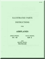 Beechcraft UC-43 GB-2 Staggerwing / Traveler  Aircraft Illustrated Parts Instructions Manual 