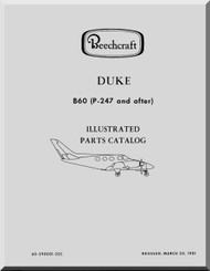 Beechcraft Model B60 Aircraft  Parts Catalog Manual -1981