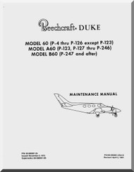 Beechcraft Model 60  , A60 , B60 Aircraft  Maintenance Manual - 1981