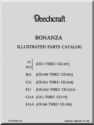 Beechcraft  Bonanza 33 A33 B33 C33 E33 C33A E33A   Aircraft  Parts Catalog  Manual - 1984