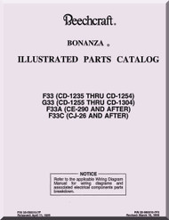 Beechcraft  Bonanza F33 G33 F33A F33C C33A E33A   Aircraft  Parts Catalog  Manual 
