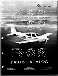 Beechcraft  Debonair A33 B33   Aircraft  Parts Catalog  Manual - 1962
