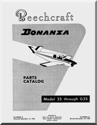 Beechcraft  Bonanza 35 G35  Aircraft  Parts Catalog  Manual  , November 1962