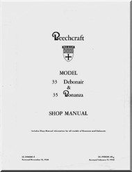 Beechcraft Debonair 33 Bonanza 35 Aircraft Shop Manual - 1966