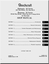 Beechcraft Debonair 33 Bonanza 35 Aircraft Shop Manual - 1989
